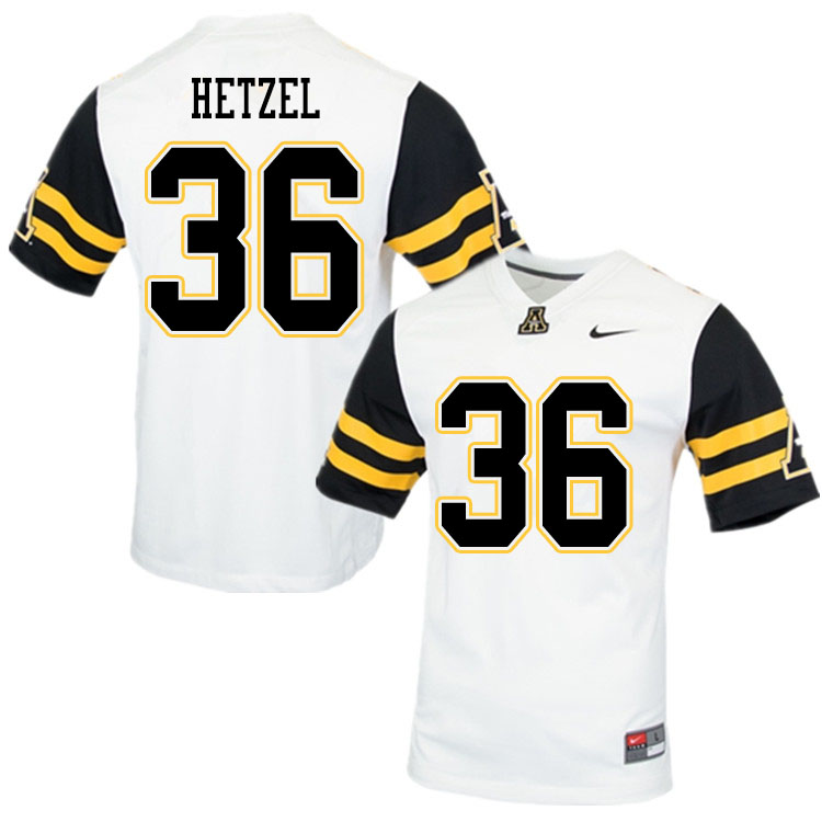 Men #36 Michael Hetzel Appalachian State Mountaineers College Football Jerseys Sale-White